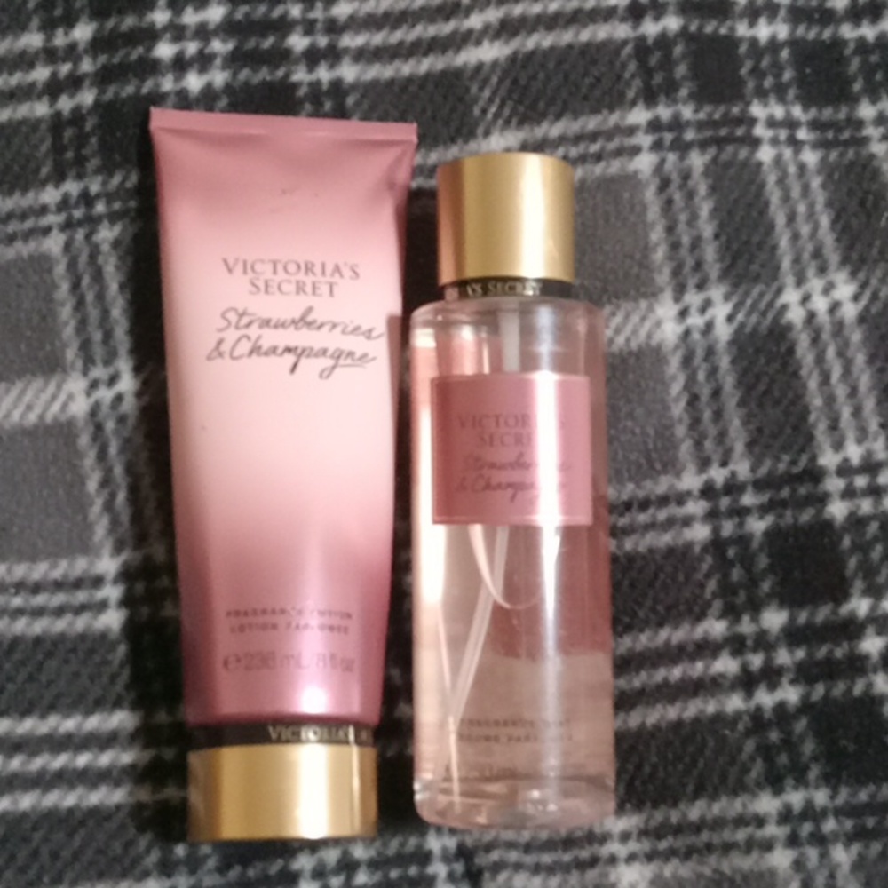 Victoria secret  strawberries &champagne  body mist perfume and body lotion